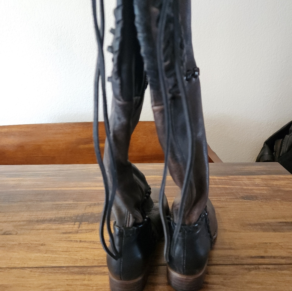 Freebird rascal Leather Side Zip Over Knee Boots Size 6 - Picture 6 of 12
